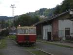 Ein Bauzug auf Bahnhof Trutnov Hlavn Ndra am 9-8-2011.