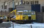Am Bahnhof abgestellter Arbeitswagen MUV 691-1160, KBS 145 Sokolov – Klingenthal, SDC, fotografiert in Olovi (Tschechien) am 11.02.2012