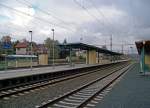Der Bahnhof von Falkenau/Sokolov ist im letztem Jahr aufwndig saniert worden. Nun kann er sich mit Bahnsteigdach, erhhten Bahnsteigen, Barrierefreiheit und digitalen Zugzielanzeigen sehen lassen! 27.10.09.