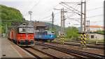 121 041/121 065 und 121 084 der IDS Cargo warten in Decin hl.n.