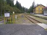 Bahnhof Kraslice. Ausfahrt Richtung Klingenthal.