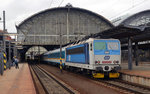362 083 verlässt mit dem Ex 352 nach München am 15.06.16 den Hbf Prag.