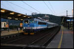 CD 162039-2 bespannt einen Os am 7.6.2024 um 21.35 Uhr im Hauptbahnhof von Usti nad Labem.