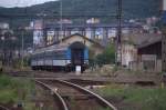 Blick auf das noröstliche Gleisvorfeld  Ustai nad Labem szapad. Abgestellt 4 Wagen des Schnellzuges Kolin - Usti. 23.08.2104 19:23 Uhr.