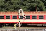 Wasserkran Bauart Spitzner am 18.August 2018 im Bahnhof Brno-Horni Herspice.