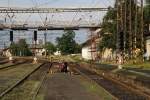 Die Ausfahrtsignalgruppe des Bahnhof Chomotov (Komutau).