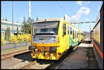 Der RegioNova mit Steuerwagen 914035-1 voraus stand am 19.04.2023 um 11.33 Uhr im Bahnhof Kadan Prunerov und wartete auf Fahrgäste.