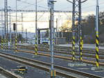   Blick auf Teile des Bahnhofsgelände von Karlsbad (Karlovy Vary) am 22.