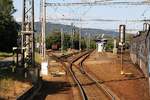 Mittelbahnsteig des Bahnhof Lipnik nad Becvou am 11.August 2018.