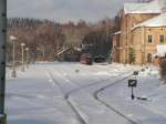 November 2005 - Die Erzgebirgsbahn fhrt in Vejprty ( Weipert ) ein. Zu diesem Zeitpunkt gab es die Weiterfahrt durch die Erzgebirgsbahn bis Chomutov ( Komotau ) noch nicht.