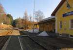 Der Bahnsteig in Potůčky; 22.03.2011