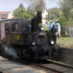 310 0134 in Rovensko pod Troskami, in den Sommermonaten ist die Lok regelmäßig am Wochenende unterwegs, von Turnov nach Rovensko.31.08.2024 11:31 Uhr.