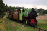 Lok 600BS80 (CKD 1951) des Museumsbahnvereins MPZ (Muzeum Prumyslovich Zeleznic), kurz vor dem Endpunkt Zbysov.