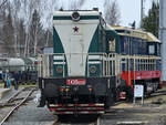 Die Diesellokomotive T 435 0139 Anfang April 2018 im Eisenbahnmuseum Lužná u Rakovníka.