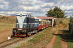 Zum 140-jährigem Streckenjubiläum  Krupa - Kolesovice fuhr am 23.09.2023 die 720 114 mit einem Sonderzug mehrmals am Tag von Luzna u Rakovnika nach Kolesovice.