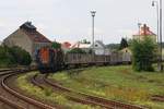 CZ-VD 740 631-7 und 621-8 am 11.August 2019 im Bahnhof Moravske Budejovice.