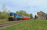 740 692-9 der KZC war am 01.05.23 mit dem Rakovnický rychlík in Čistá zu sehen.