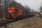 Schwellenzug am Ladegleis in Luby bei Cheb. Dieser Zug wurde am 13.12.2024 par IDS 740 doppel nach Luby gebracht. Loks waren die 740 518 und 740 763. 
