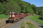 Mn 87001 von Nejdek nach Karlovy Vary mit Holzbeladenen Rungen.
