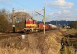 742 116-7 ist mit der Übergabe Sokolov-Cheb auf dem Gegengleis am 14.02.18 in Chotikov zu sehen.