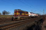 Übergabe Mn 87400 mit 742 358 und 2 Gaskesseln von Sokolov nach Cheb hier bei Vokov am 15.02.2019 Aufgenommen. 