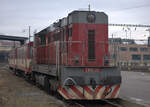 T 466 2201 und zwei Beiwagen bildeten am 12.02.2014 den OS  von Karlovy Vary nach Potůčky (deutsch Breitenbach) 12.02.2014 13:48 Uhr.