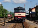 Die 749 121, die 742 439 und die 742 436 am 25.05.2014 abgestellt in Příbram.