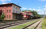 742 194-4 mit einem Schadwagenzug am 19.07.16 in Vojtanov.