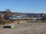 Die 749 018 mit einem Sonderzug nach Kubova Hut´ am 31.12.2015 unterwegs bei Vimperk.