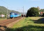 123 013-5 und 750 326 zu sehen mit einem Mischer am 25.07.22 in Ústí nad Labem-Střekov.