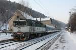 Mit dem Elbe-Labe-Sprinter von Bad Schandau nach Decin erreicht 750 410-3 den Bahnhof Krippen.