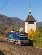 14. Oktober 2019 in Usti nad Labem: Unipetrol 753 722-8 fährt zurück in Richtung Stadt. 