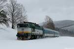 754 080-0 am Sp 1708 Jeseník - Zábřeh na Moravě unterwegs bei Ostružná, 14.01.2019