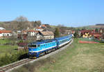 754 062 passes Polichno whilst working train 888, 1031 Luhacovice - Prague Smichov, 31 March 2019