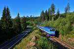 754 029 mit Os 7545 am 14.08.2019 bei Železná Ruda-Alžbětín.