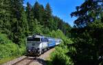 754 051 mit Os 7542 am 18.07.2022 bei Zelezna Ruda.