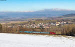 T478 4066 mit dem R 763 (Bayerisch Eisenstein – Praha hl.n.) bei Matějovice 8.2.23