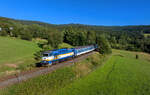 754 027 mit Sp 1707 am 23.08.2023 bei Hojsova Stráž-Brčálník.