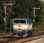 754 028 am 08.09.2009 im Bahnhof Furth im Wald.