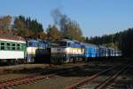 754 027 am 10.10.10 im Grenzbahnhof Bayrisch / Bhmisch Eisenstein.