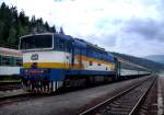 754 024 mit einem Regionalzug am 12.08.2007 abgestellt im Bahnhof Bayerisch Eisenstein.