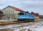 Die 754 015 am 01.01.2013 bei einer Rangierfahrt in Bayerisch Eisenstein.