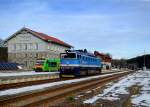 754 015 bei einer Rangierfahrt am 29.12.2012 in Bayerisch Eisenstein.