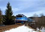 754 015 mit Sp 1962 am 01.01.2013 bei Bhmisch Eisenstein.