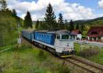 754 026 mit Os 38544 nach Bayerisch Eisenstein am 12.05.2013 bei elezn Ruda-Albětn.