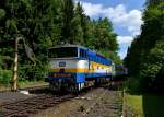 754 024 mit einem Os am 30.06.2013 bei der Einfahrt in Hamry-Hojsova-Straz.