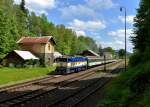 754 024 mit Os 36965 am 16.06.2013 bei der Ausfahrt in Spicak.