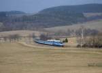 754 015 mit einem R nach Bayerisch Eisenstein am 01.03.2014 bei Desenice.