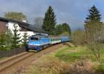 754 015 mit einem Sp nach Bayerisch Eisenstein am 19.04.2014 bei elezn Ruda.