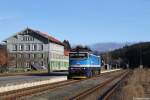 754 015 am 29.11.2014 im Bahnhof Bayerisch Eisenstein.